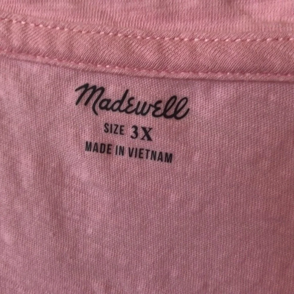 Madewell 100% Cotton Pink Sleeveless V- Neck T-Shirt Size 3X - Picture 2 of 5
